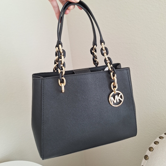 NWT Michael Kors Sofia Medium Satchel Leather Crossbody Bag Tote  In Black$348 - Picture 5 of 9